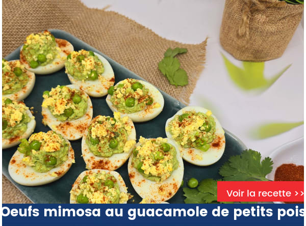 Oeufs mimosa au guacamole de petits pois